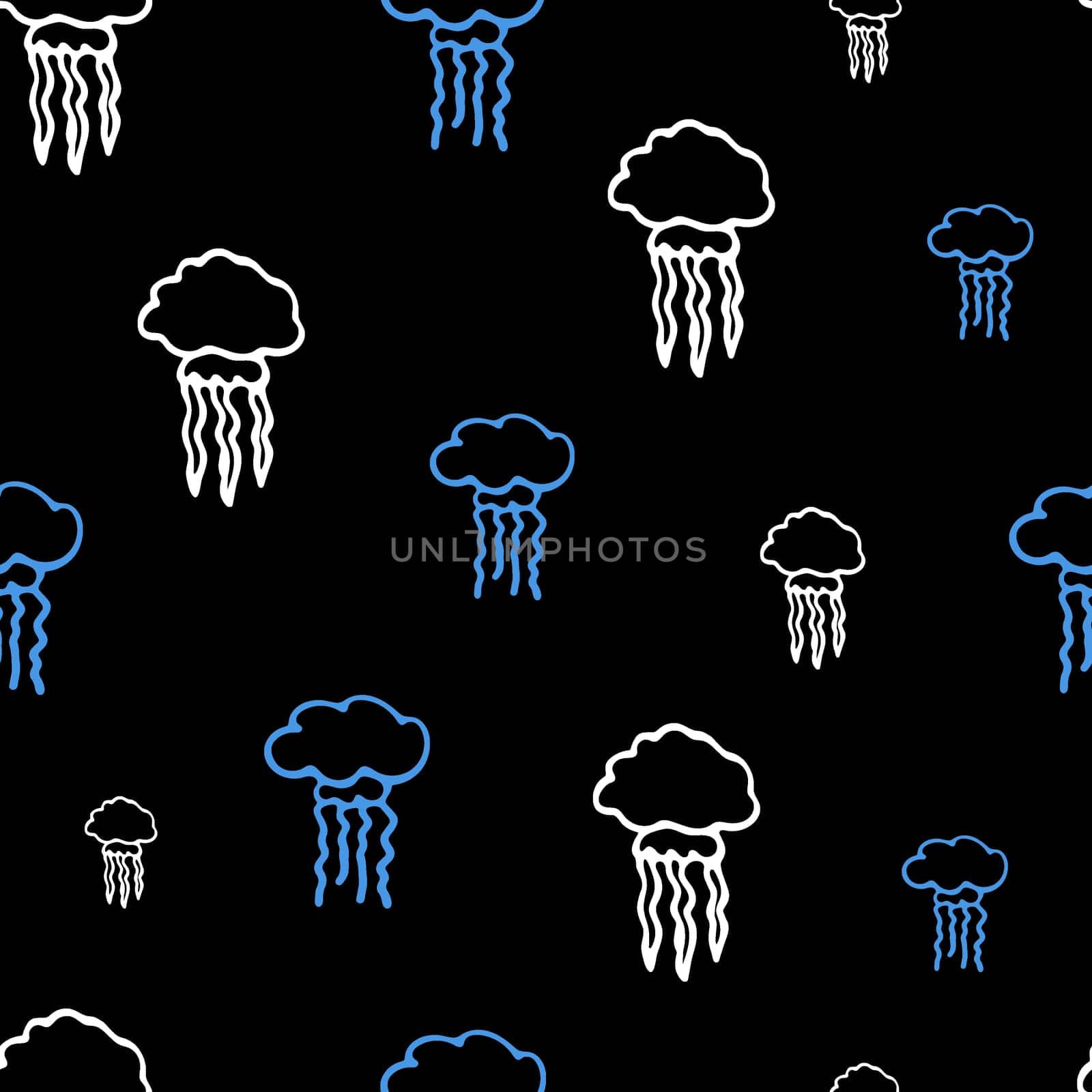 Jelly Fish Seamless Pattern. Background for Kids with Hand Drawn Doodle Cute Medusa. Cartoon Sea Animals Simple Illustration.