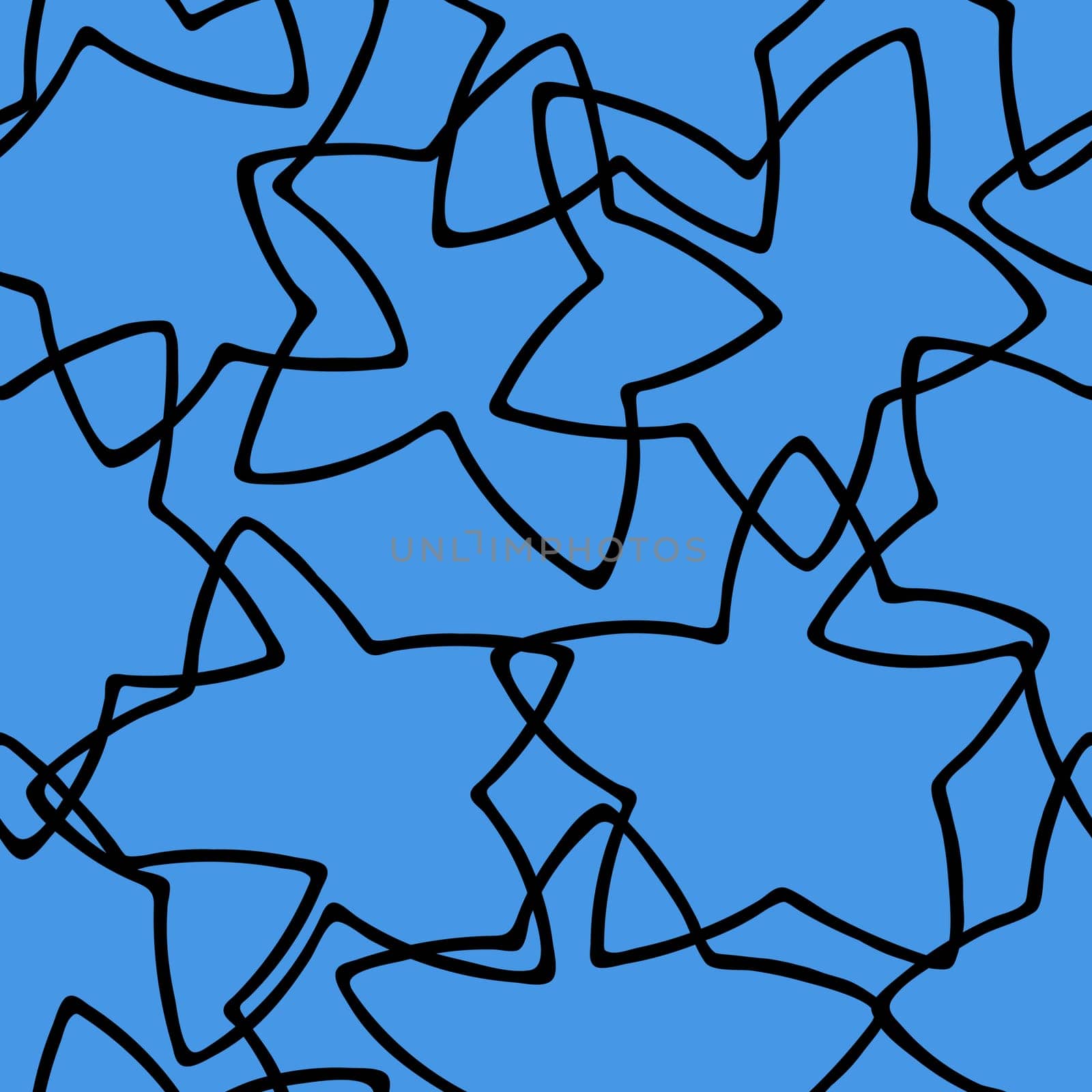 Big Star Fish Seamless Pattern. Background with Hand Drawn Doodle Cute Sea Star. by Rina_Dozornaya