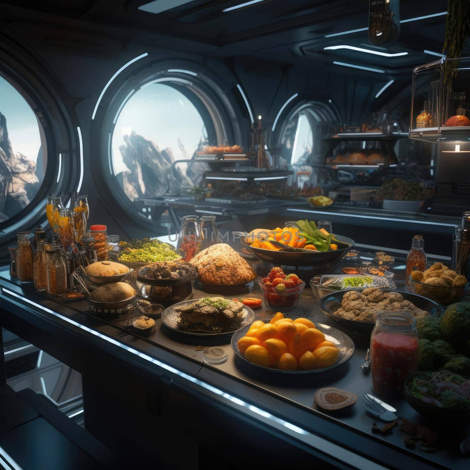 Sci-fi is the kitchen of the future. Interior