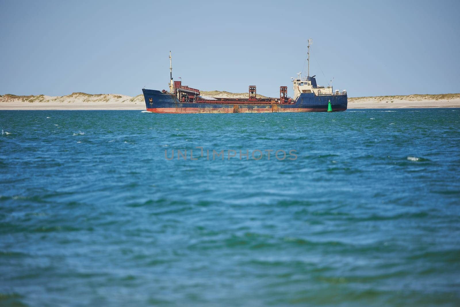 Old ship sails in the north sea in Denmark.