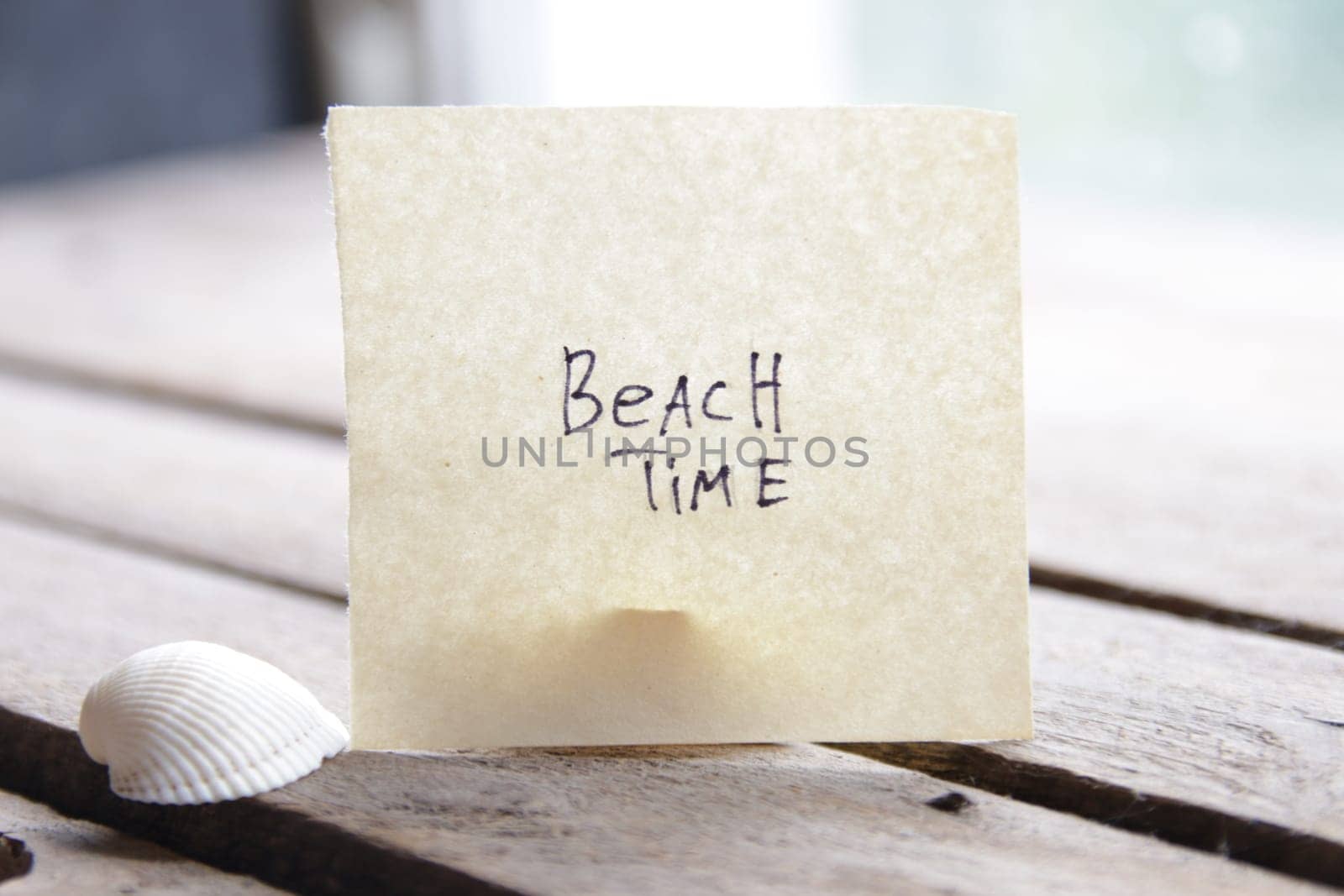 Beach time tag, creative concept. Summer background