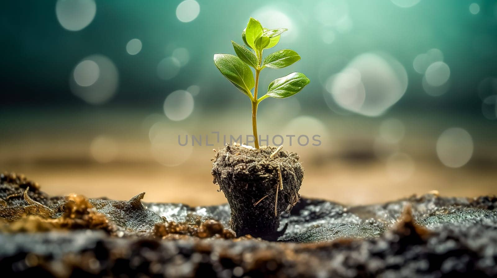 tree seedling for nature restoration, concept of saving planet ecology, made with Generative AI. High quality illustration