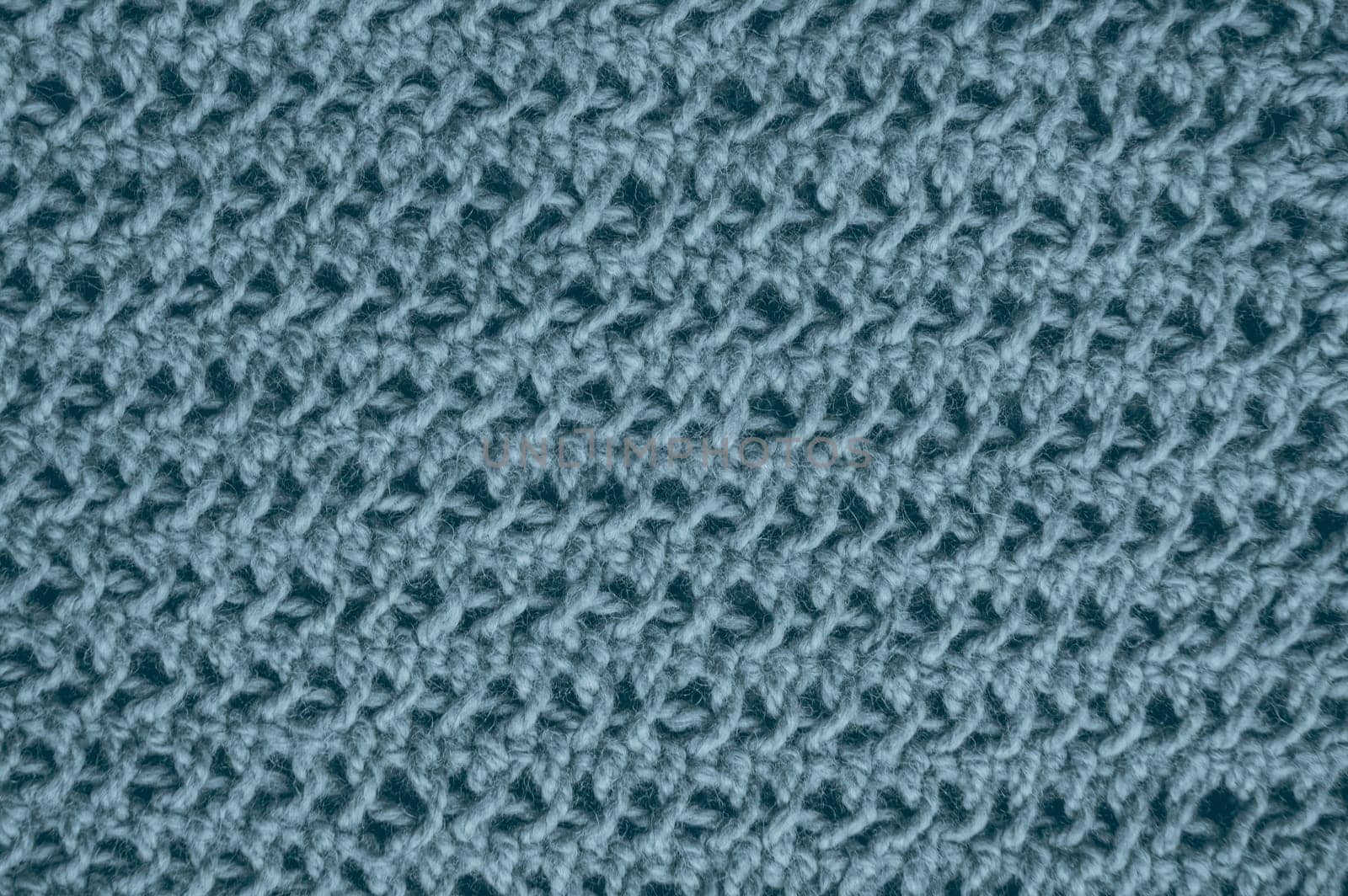 Fiber Knitted Sweater. Vintage Woven Fabric. Handmade Winter Background. Knitted Sweater. Blue Linen Thread. Nordic Warm Print. Detail Scarf Garment. Soft Knitted Blanket.