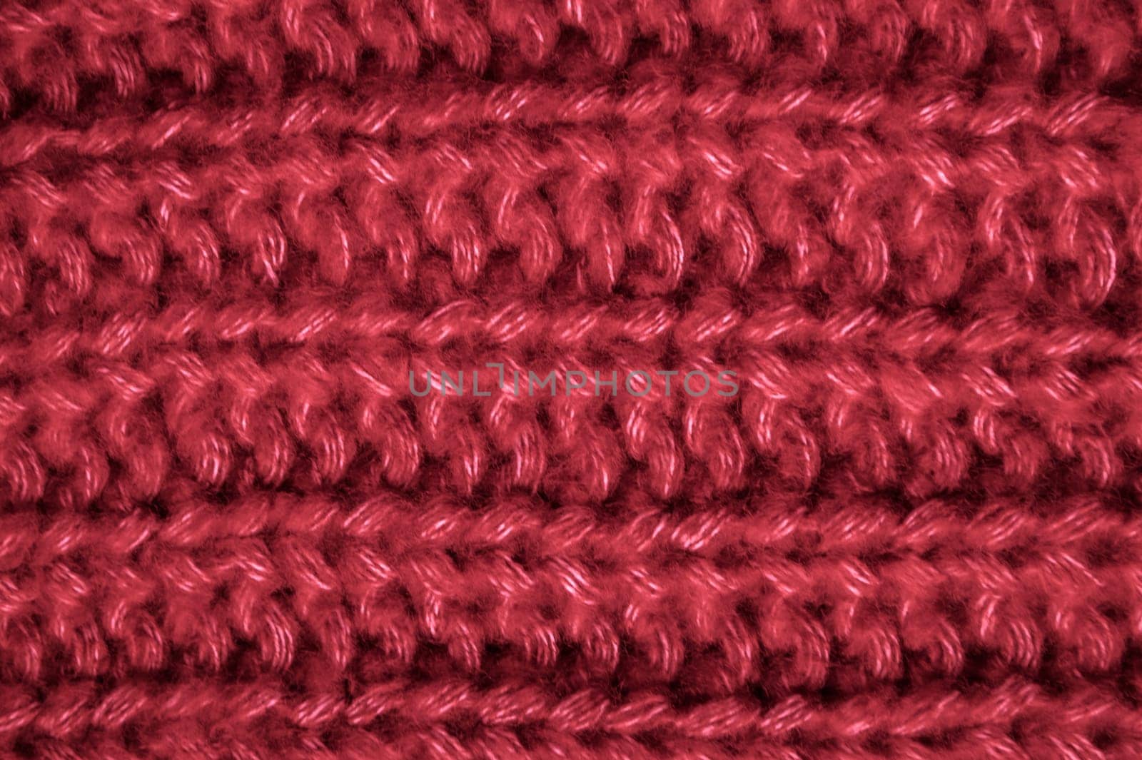 Cotton Knitted Fabric. Vintage Woven Textile. Fiber Knitwear Winter Background. Weave Knitted Wool. Red Macro Thread. Scandinavian Xmas Blanket. Soft Jumper Embroidery. Abstract Wool.