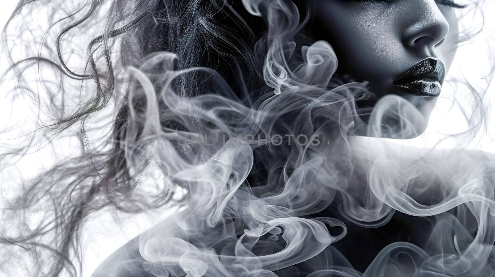 white smoke with women in the background made with Generative AI by Edophoto