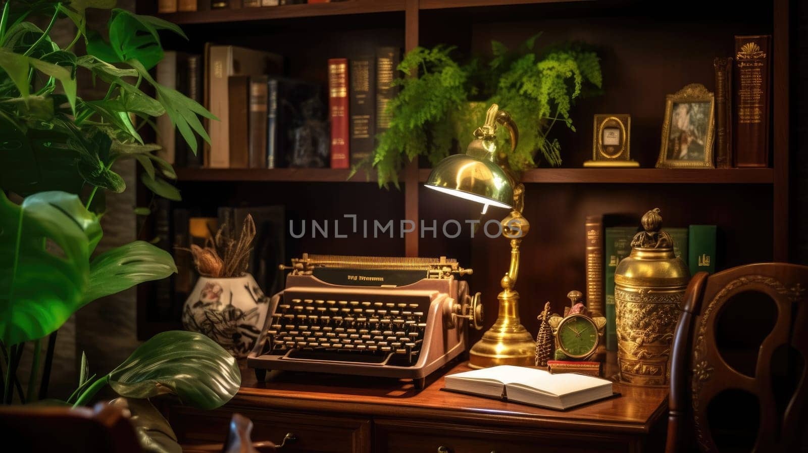 Inspiring office interior design Vintage style Generative AI AIG 31. by biancoblue