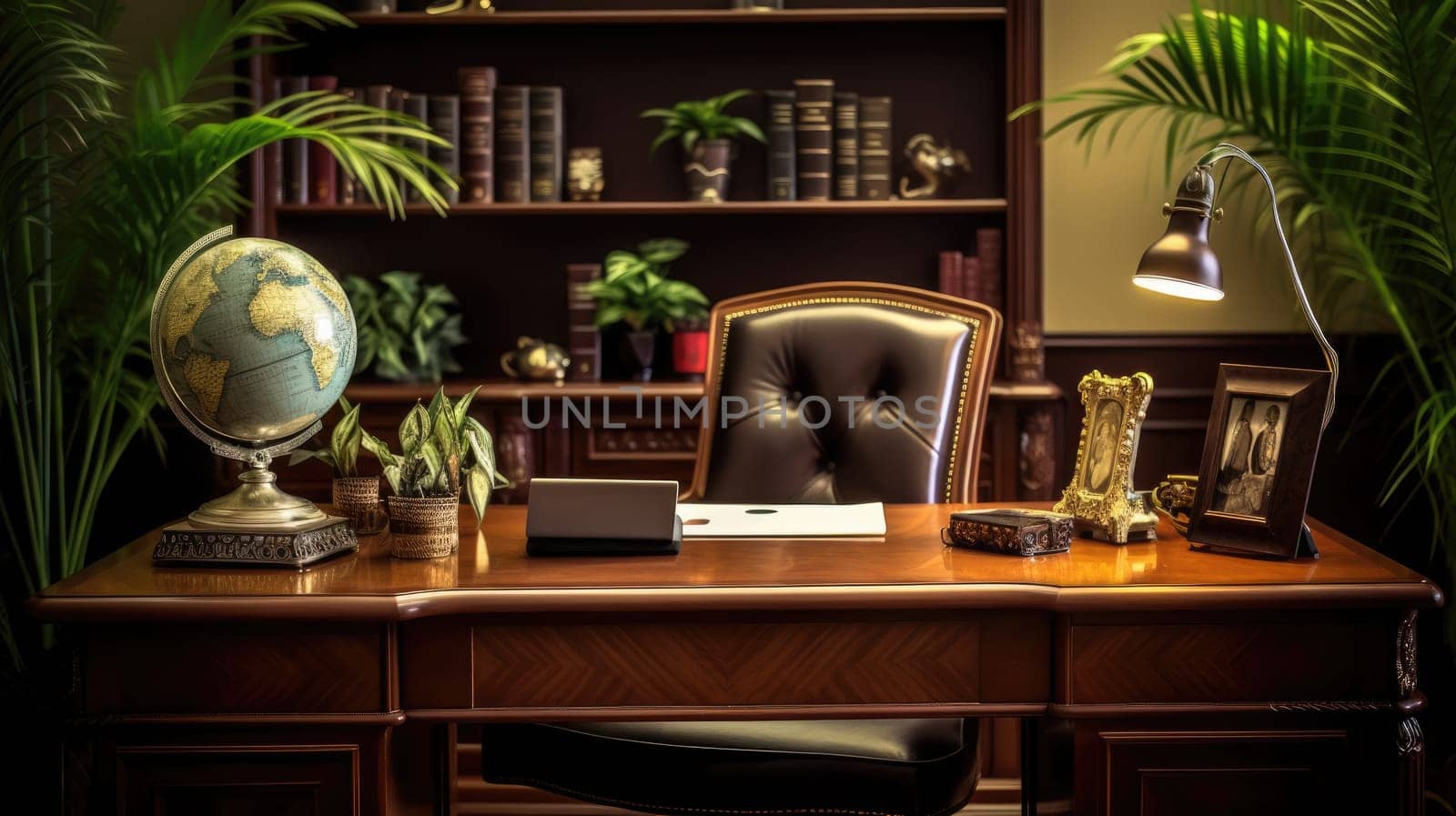 Inspiring office interior design Traditional style Executive office featuring Mahogany desk architecture. Generative AI AIG 31.