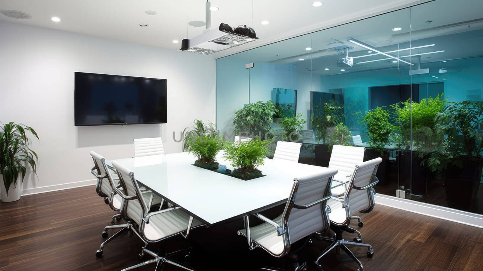 Inspiring office interior design Modern style Meeting room featuring Conference table architecture. Generative AI AIG 31.