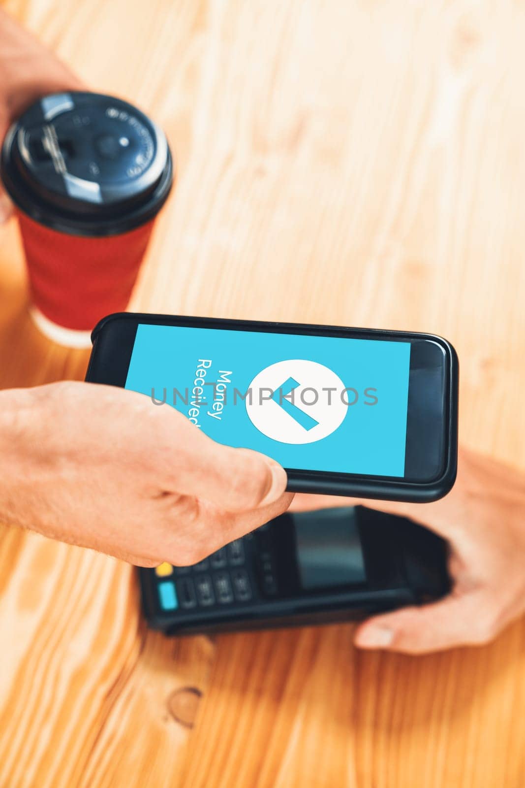 Fast and secure transactions using QR code technology on mobile banking app, enabling seamless cashless payments via barcode scanning for modern shopping lifestyle with smartphone application. Entity