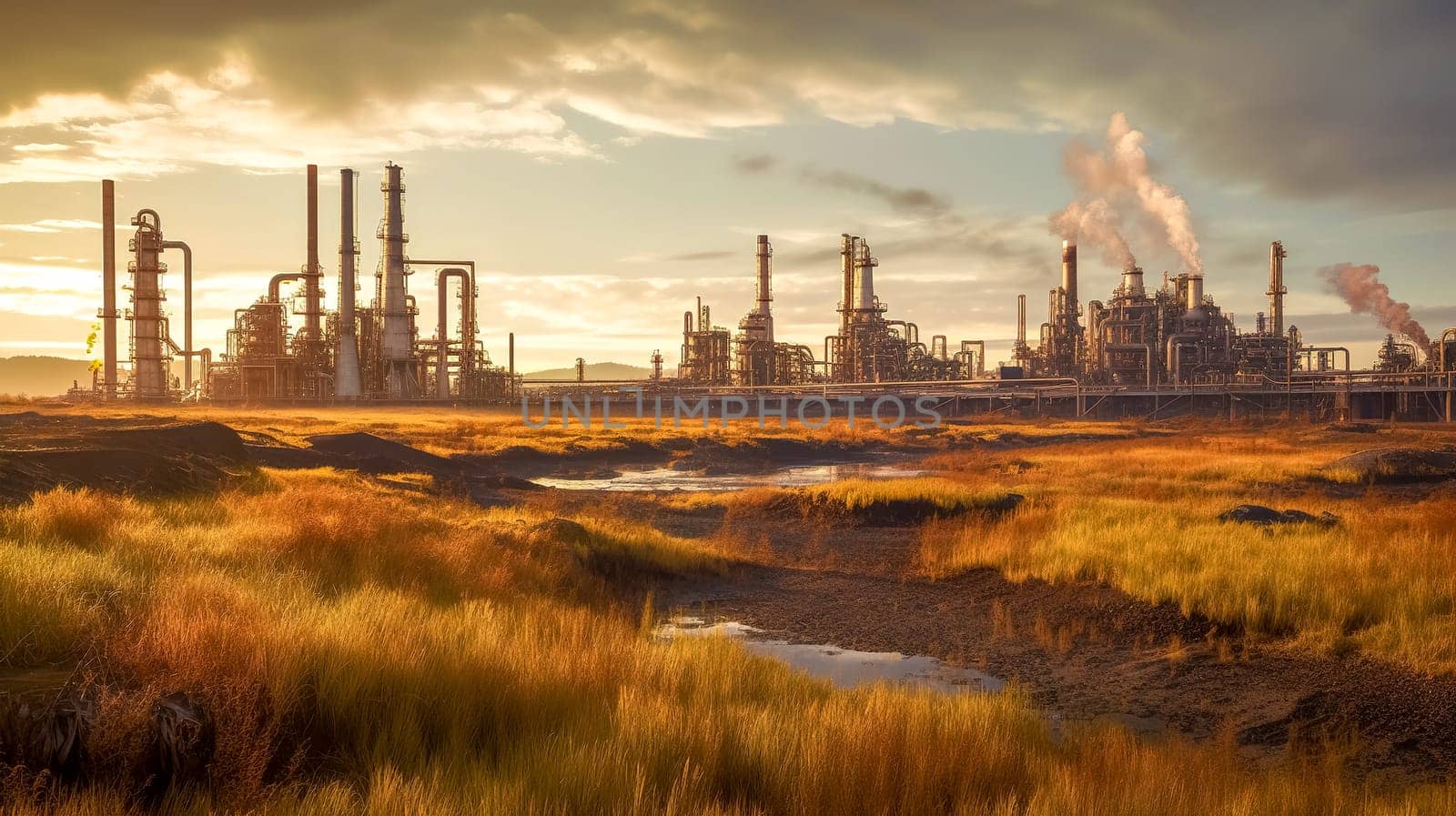 modern oil refineries and chemical industry, processing plants, made with Generative AI by Edophoto