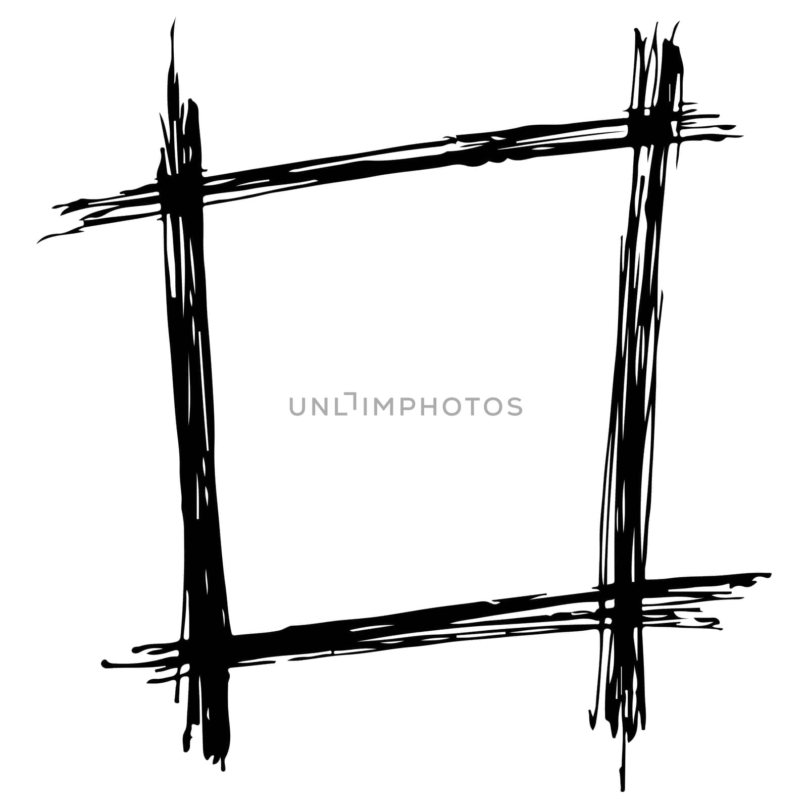 Hand Drawn Square Doodle Frame Isolated on White Background. Simple Doodle Frame with Liner Effect.