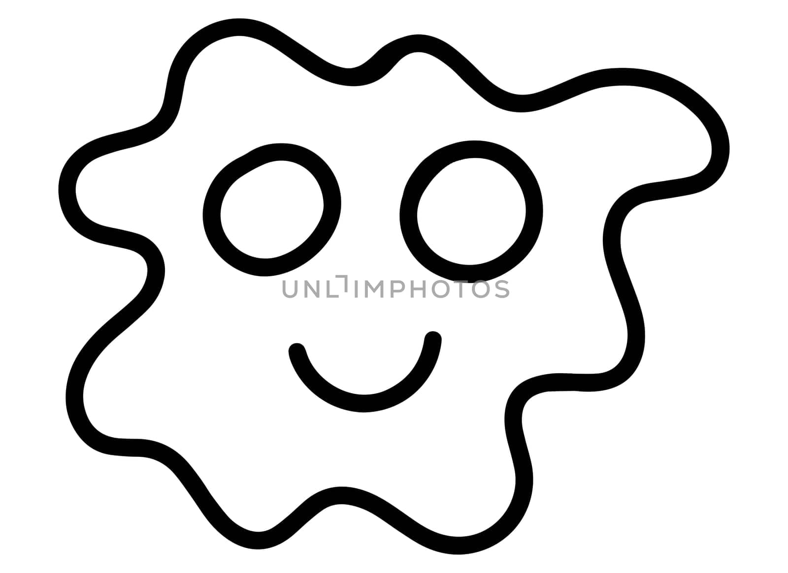 Printable Coloring Page for Kids. Black and White Smiley Face Isolated Illustration. by Rina_Dozornaya