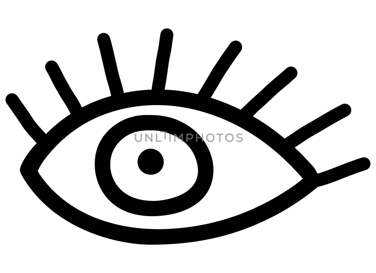 Printable Coloring Page for Kids. Black and White Eye Icon Isolated Illustration. Coloring Book with Eye.