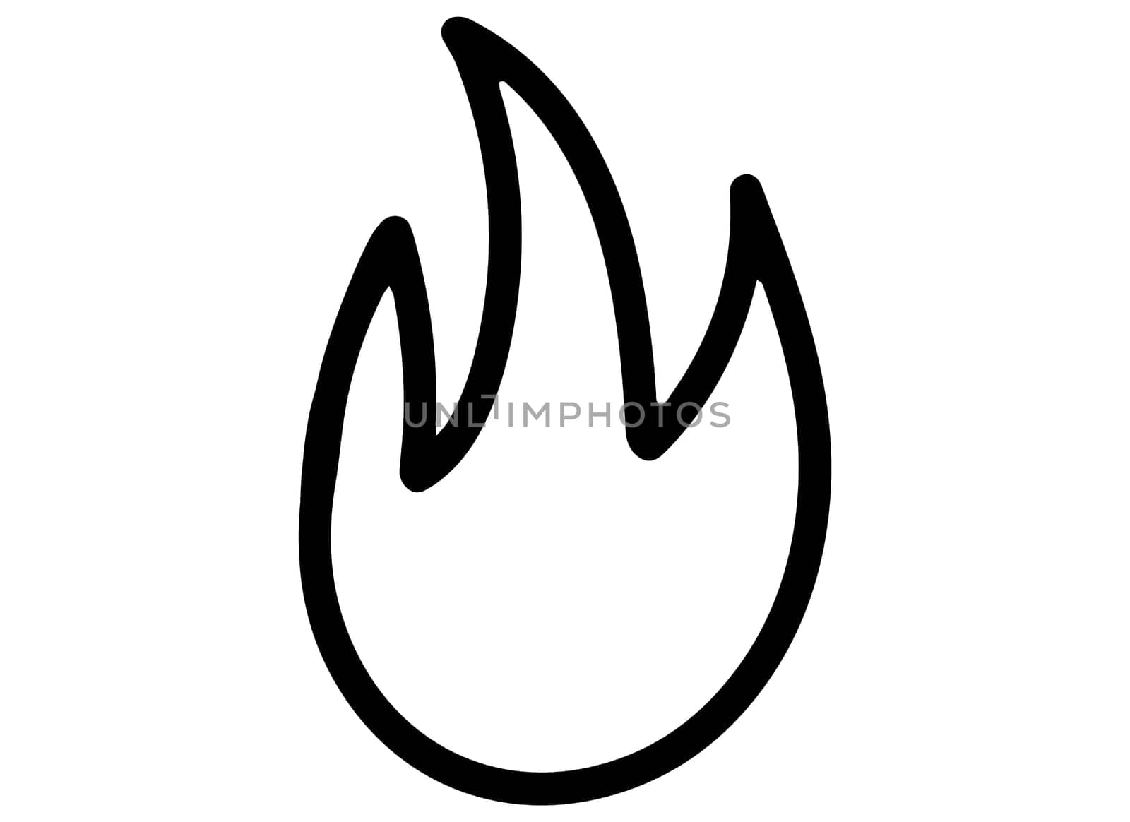 Printable Coloring Page for Kids. Black and White Fire Icon Isolated Illustration. Coloring Book with Fire Logo.