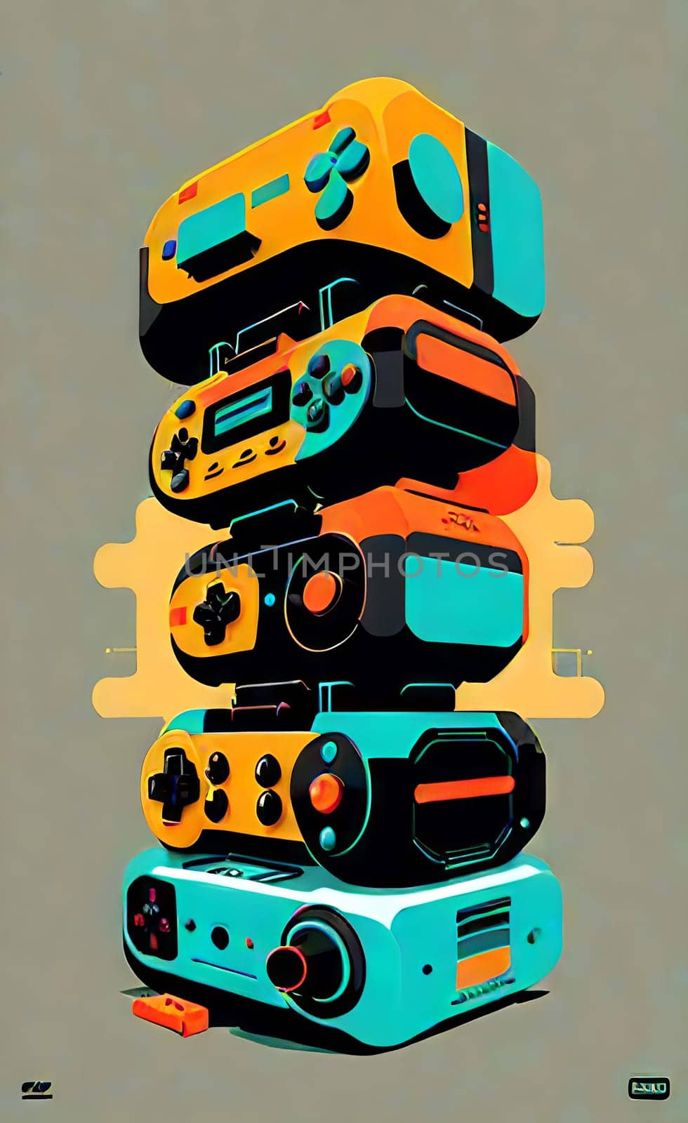 Art from gaming gamepads. Abstraction for gamers. AI generation