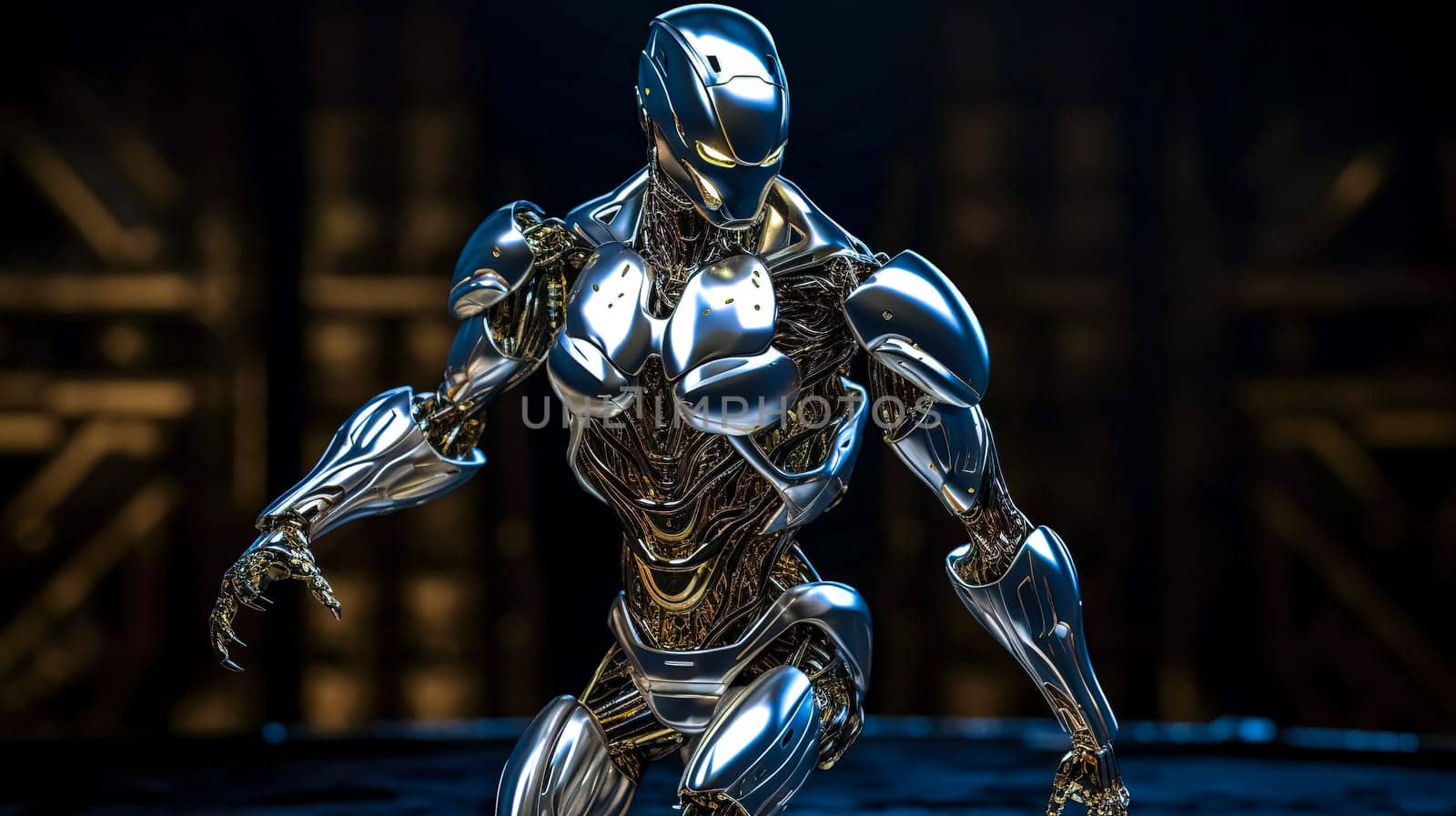 robot made of precious metal, made with Generative AI. High quality illustration
