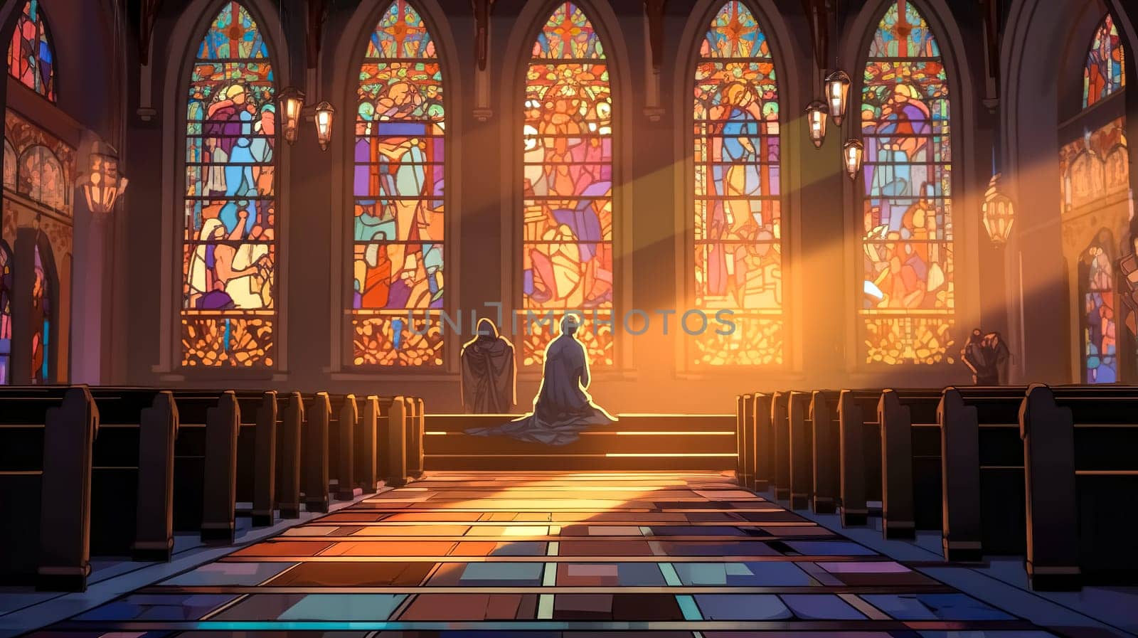 church for the faithful, religious place, made with Generative AI. High quality illustration