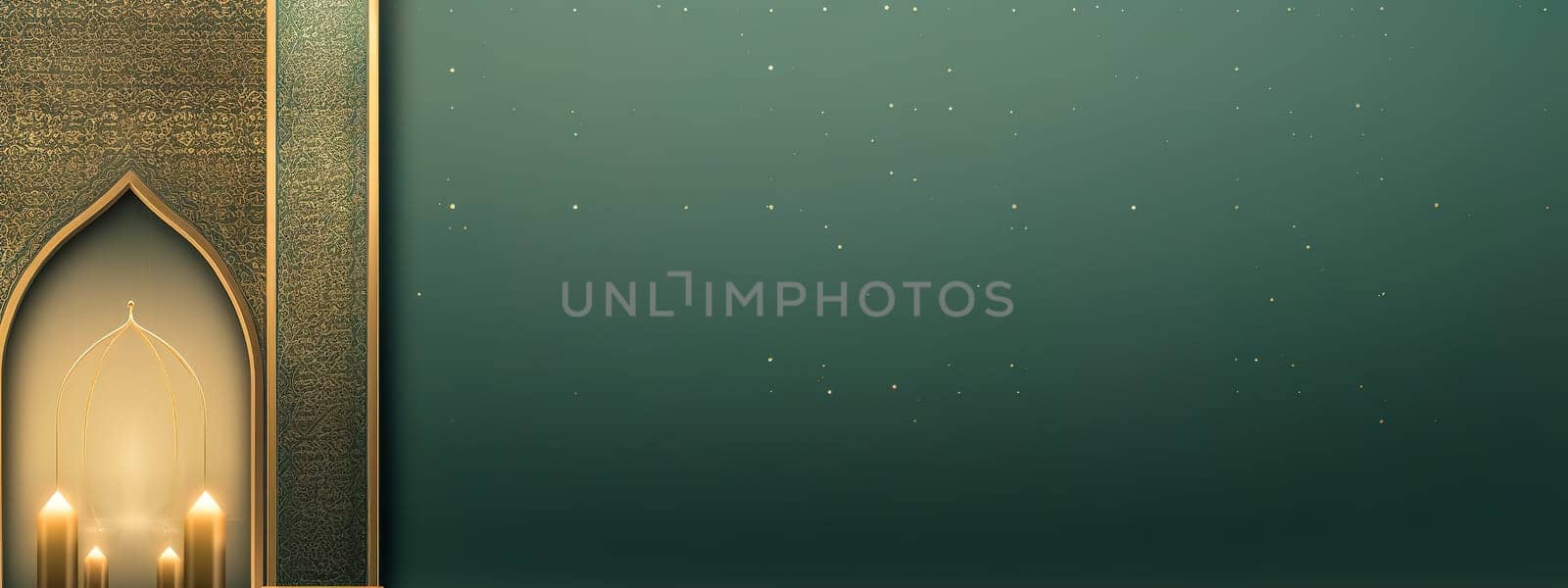 Muslim holiday Ramadan, banner made with Generative AI. High quality illustration