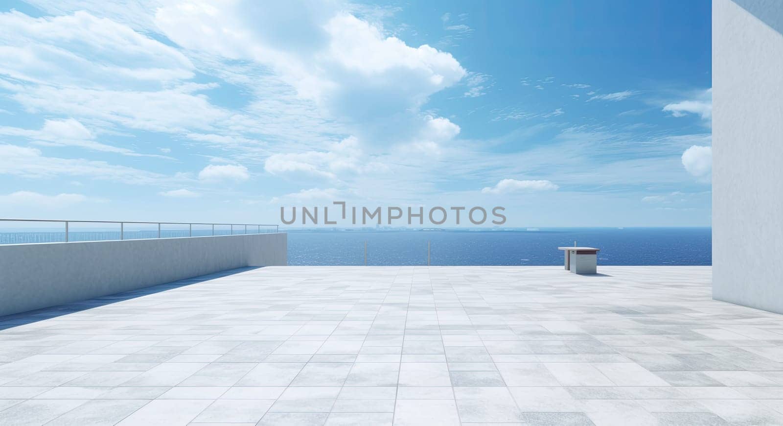 Concrete floor of the promenade and sea views. Beautiful background