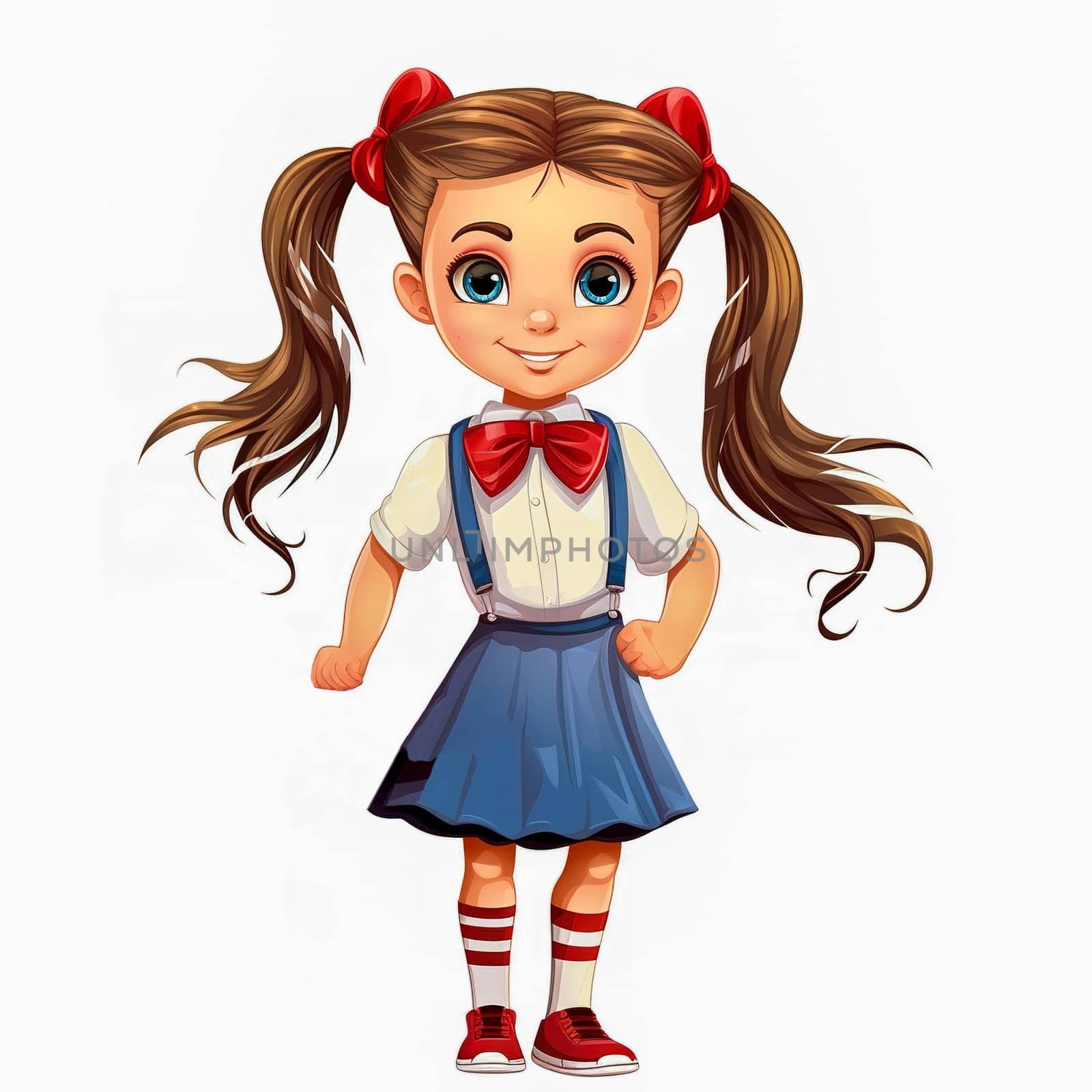 First grader in school uniform. Generative AI. High quality illustration