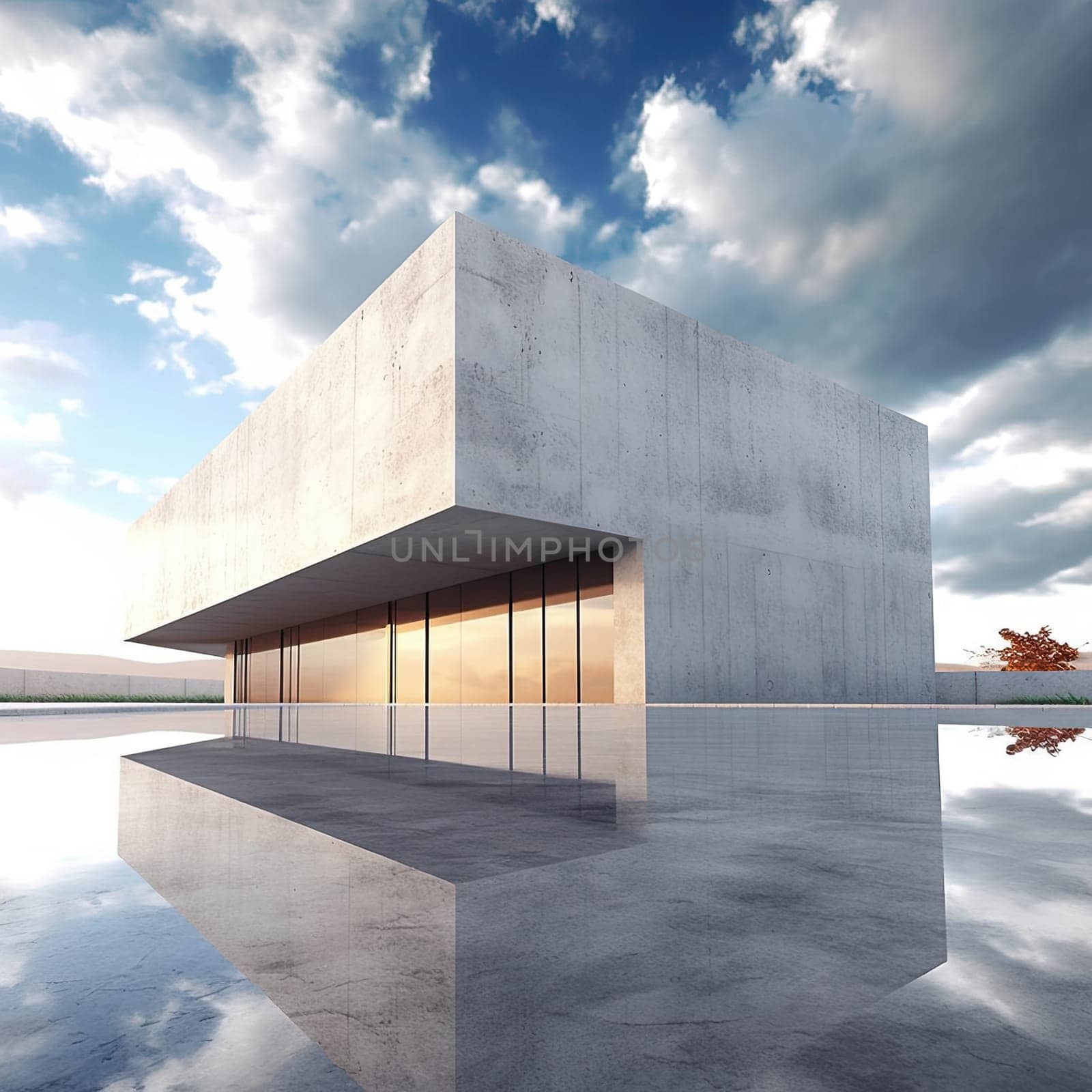 Concrete structure without windows against the sky by cherezoff