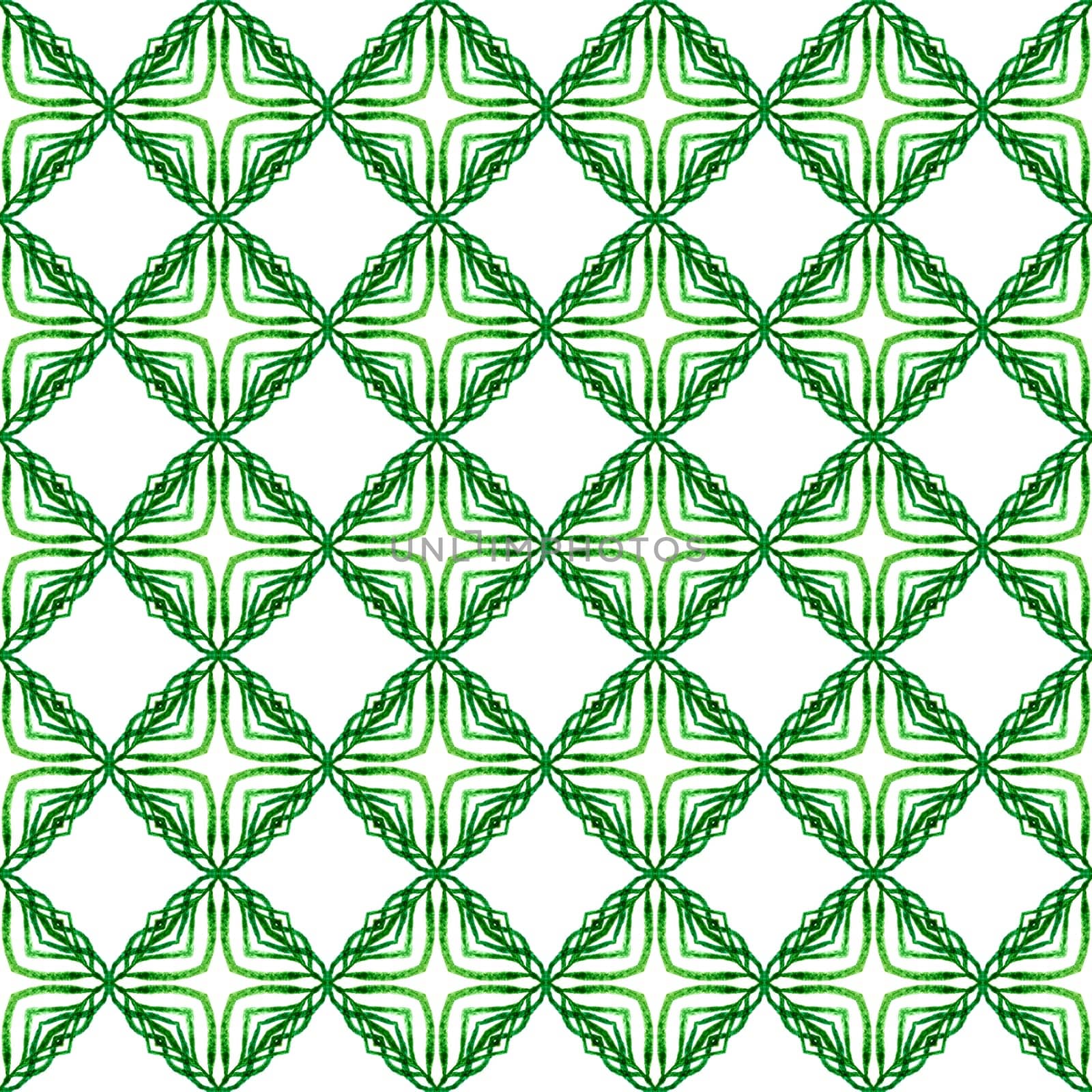 Textile ready unique print, swimwear fabric, wallpaper, wrapping. Green classy boho chic summer design. Striped hand drawn design. Repeating striped hand drawn border.