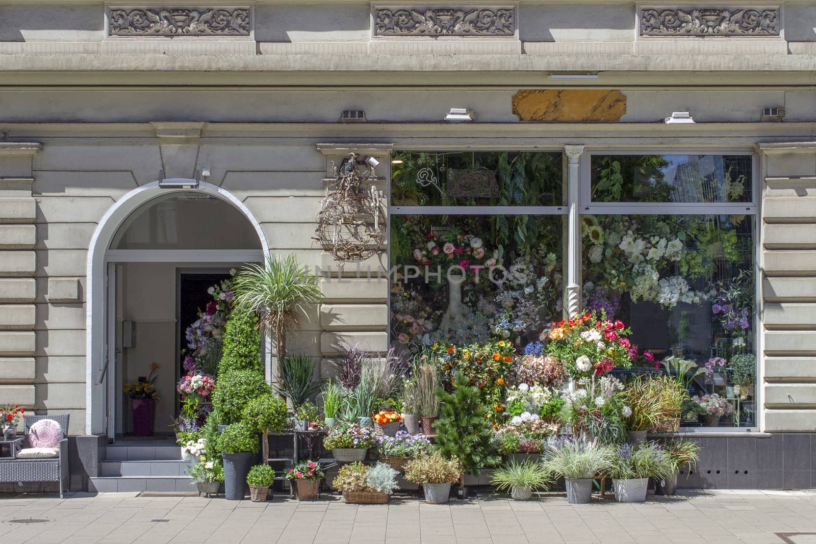 Florist shop on the street corner. High quality photo