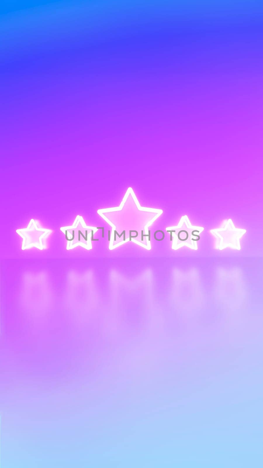 Neon light style 5 stars user rating for feedback or survey on purple gradient background. by ImagesRouges