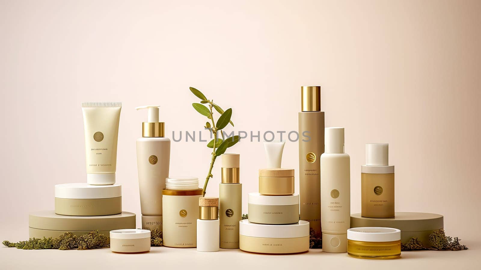 ecologically produced organic natural cosmetics, made with Generative AI. High quality illustration