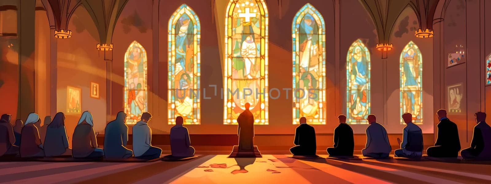 church for the faithful, religious place, made with Generative AI. High quality illustration