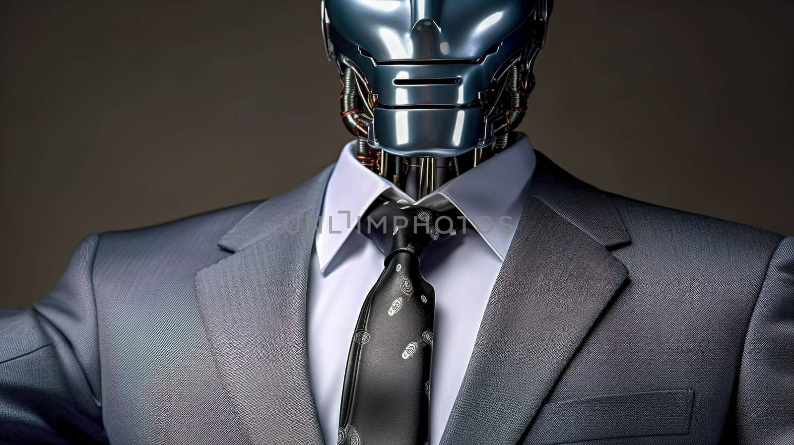 robot businessman in business suit, made with Generative AI. High quality illustration