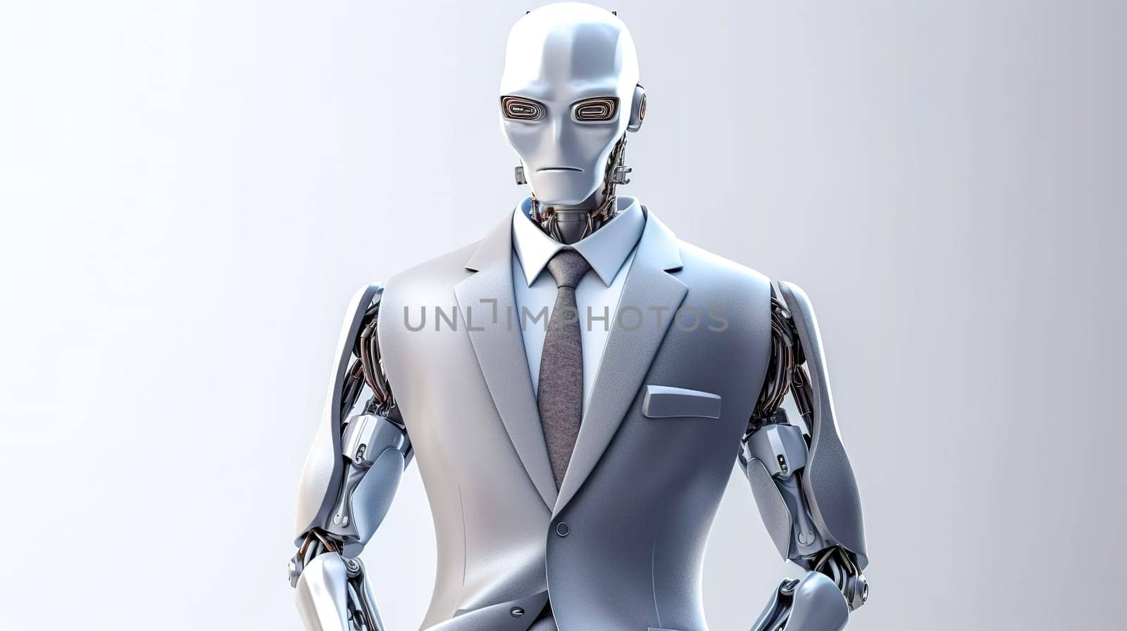 robot businessman in business suit, made with Generative AI. High quality illustration