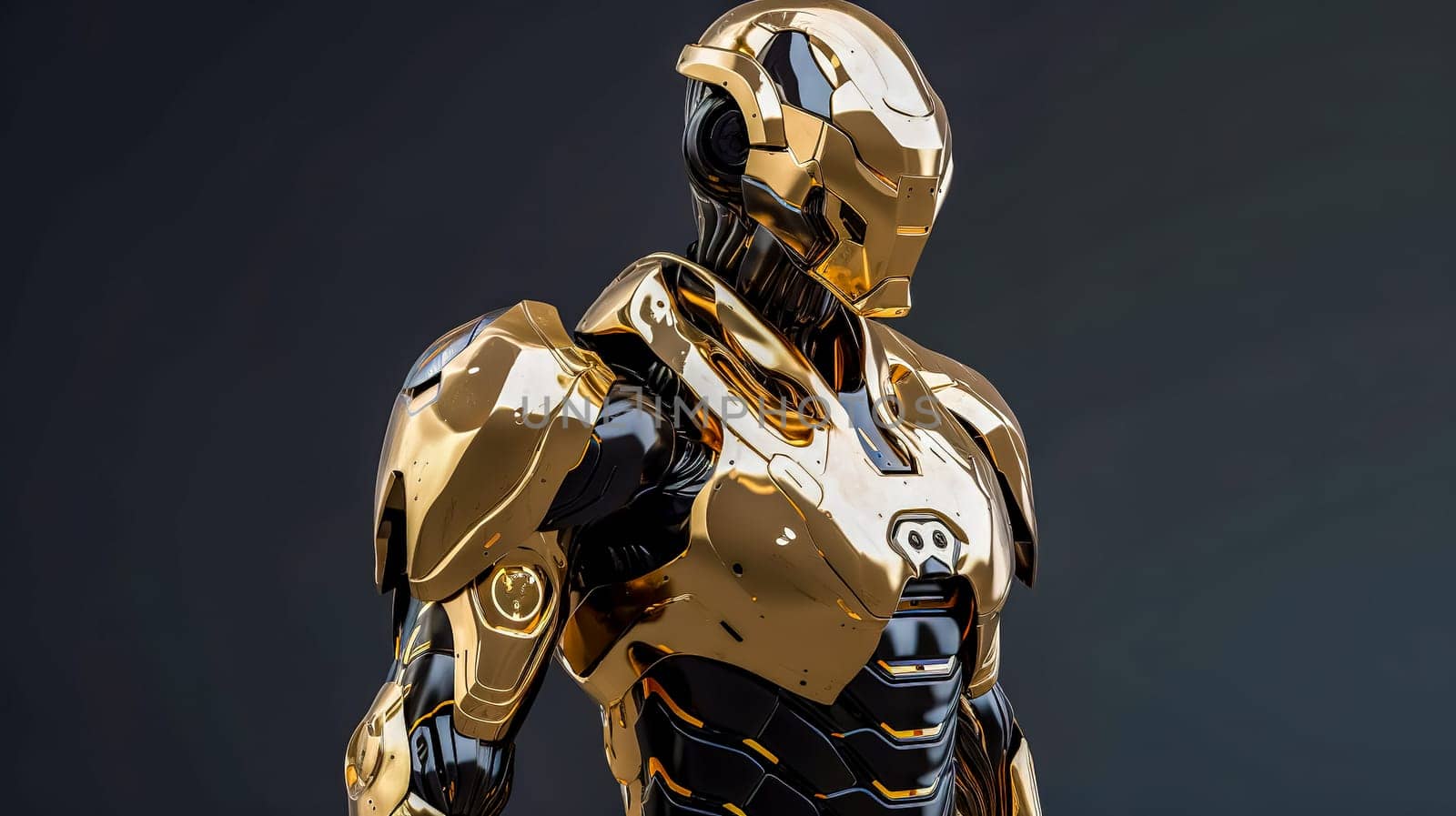 futuristic robot made of gold and precious metal, made with Generative AI by Edophoto
