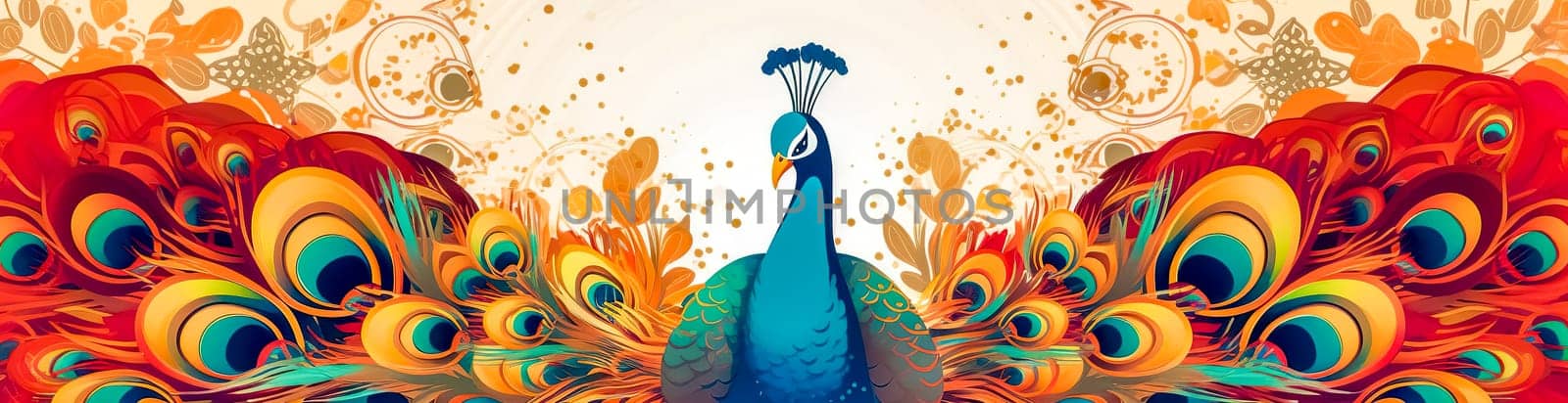 colorful peacock bird, banner made with Generative AI. High quality illustration