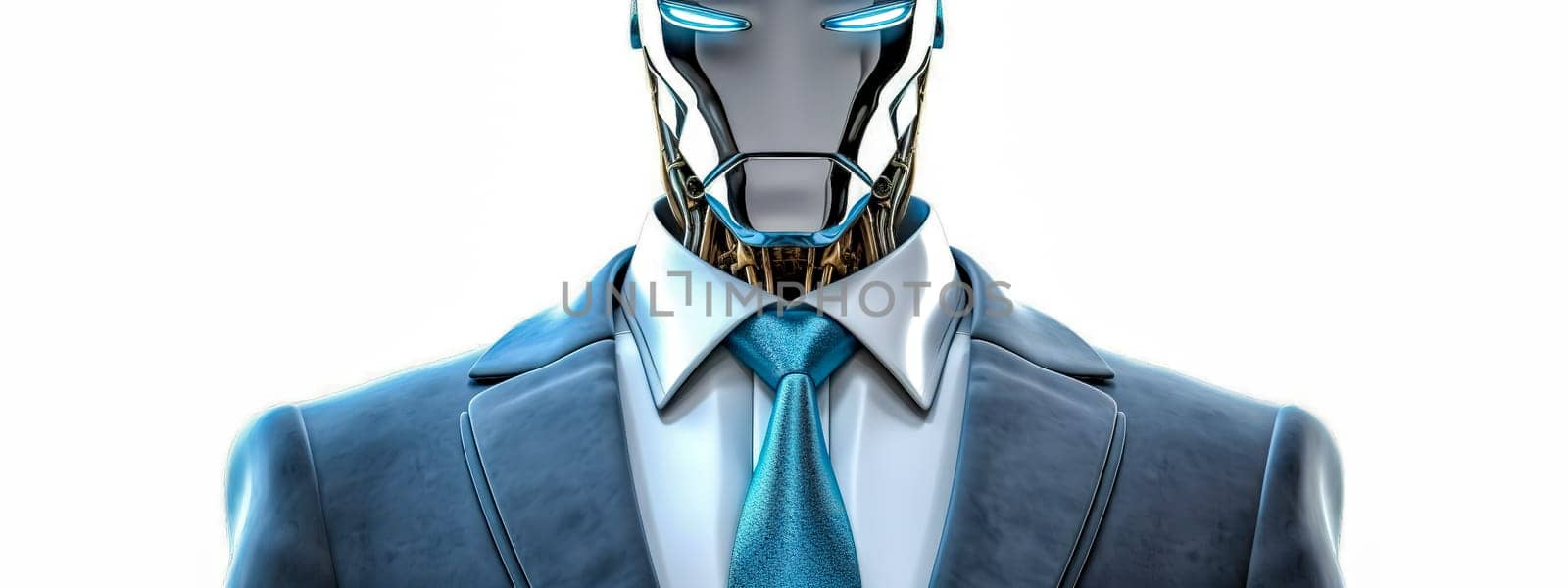 intelligent robot businessman in business suit, banner made with Generative AI by Edophoto