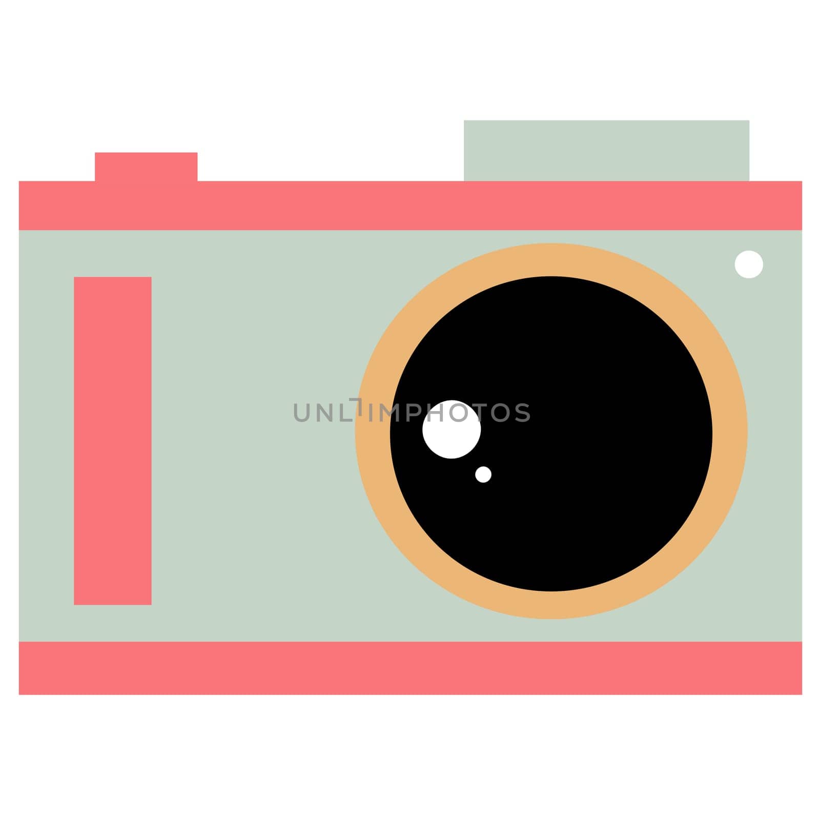 Drawing of vintage camera isolated on white background for usage as an illustration and a decorative element