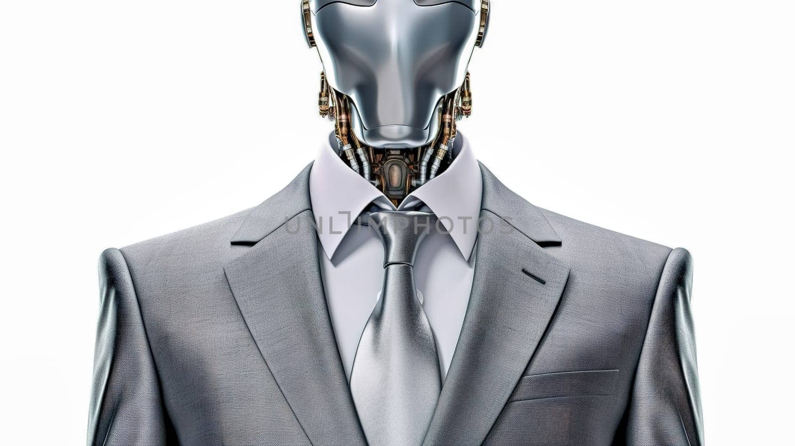 futuristic robot businessman in business suit, made with Generative AI by Edophoto