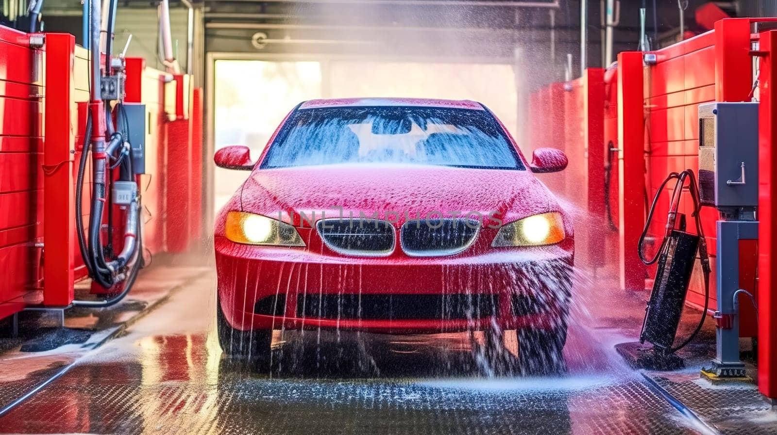 car in the wash, made with Generative AI. High quality illustration