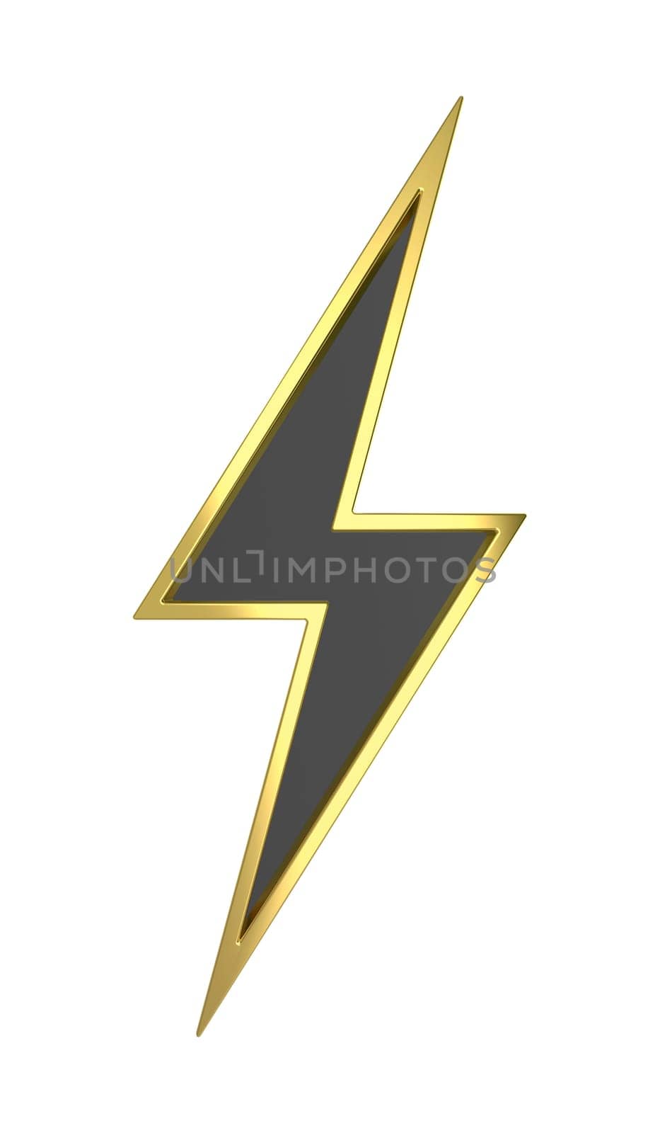 Gold lightning bolt symbol on white background