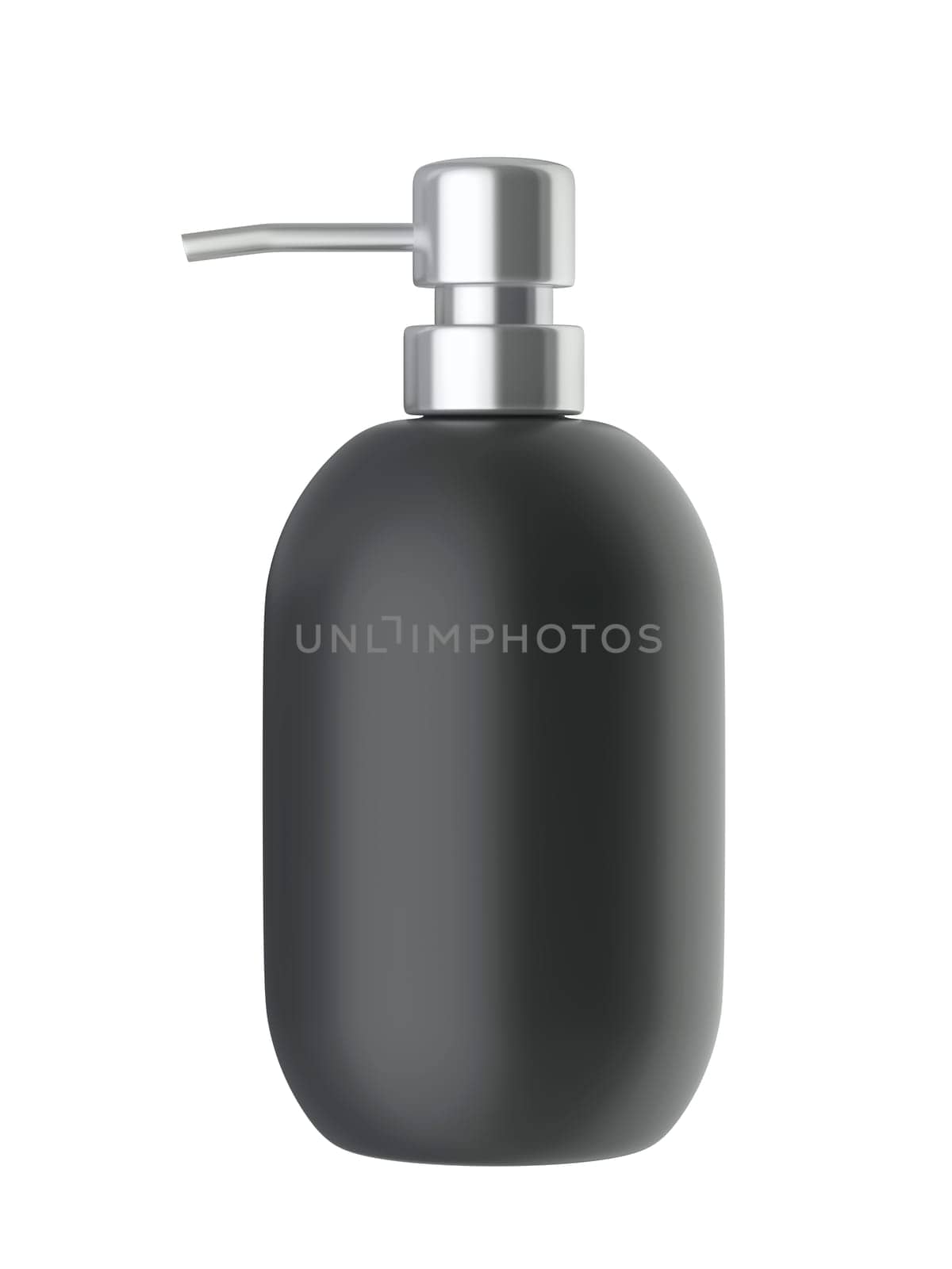 Black liquid soap bottle, isolated on white background