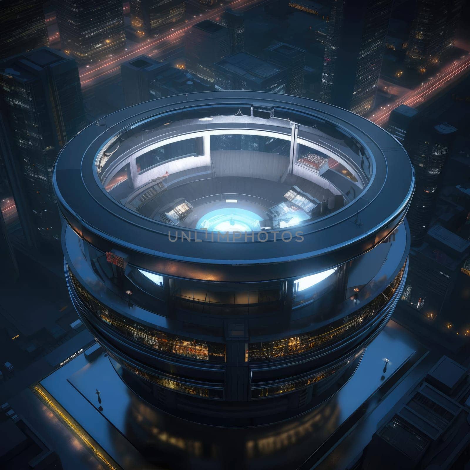 Skyscraper top view, new technologies by cherezoff