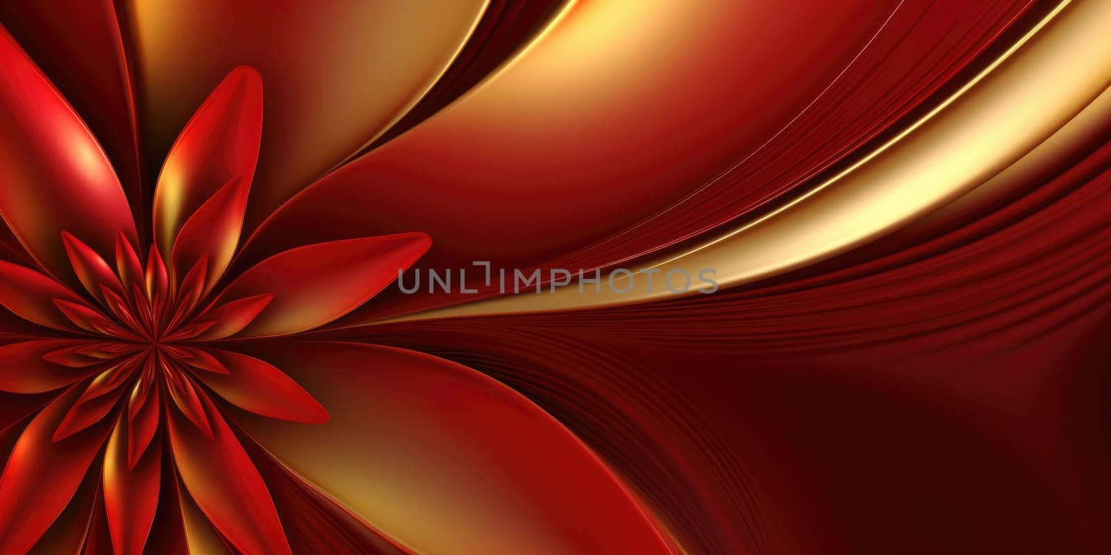 Beautiful abstract red and gold glossy metallic floral design background. beautiful Generative AI AIG32