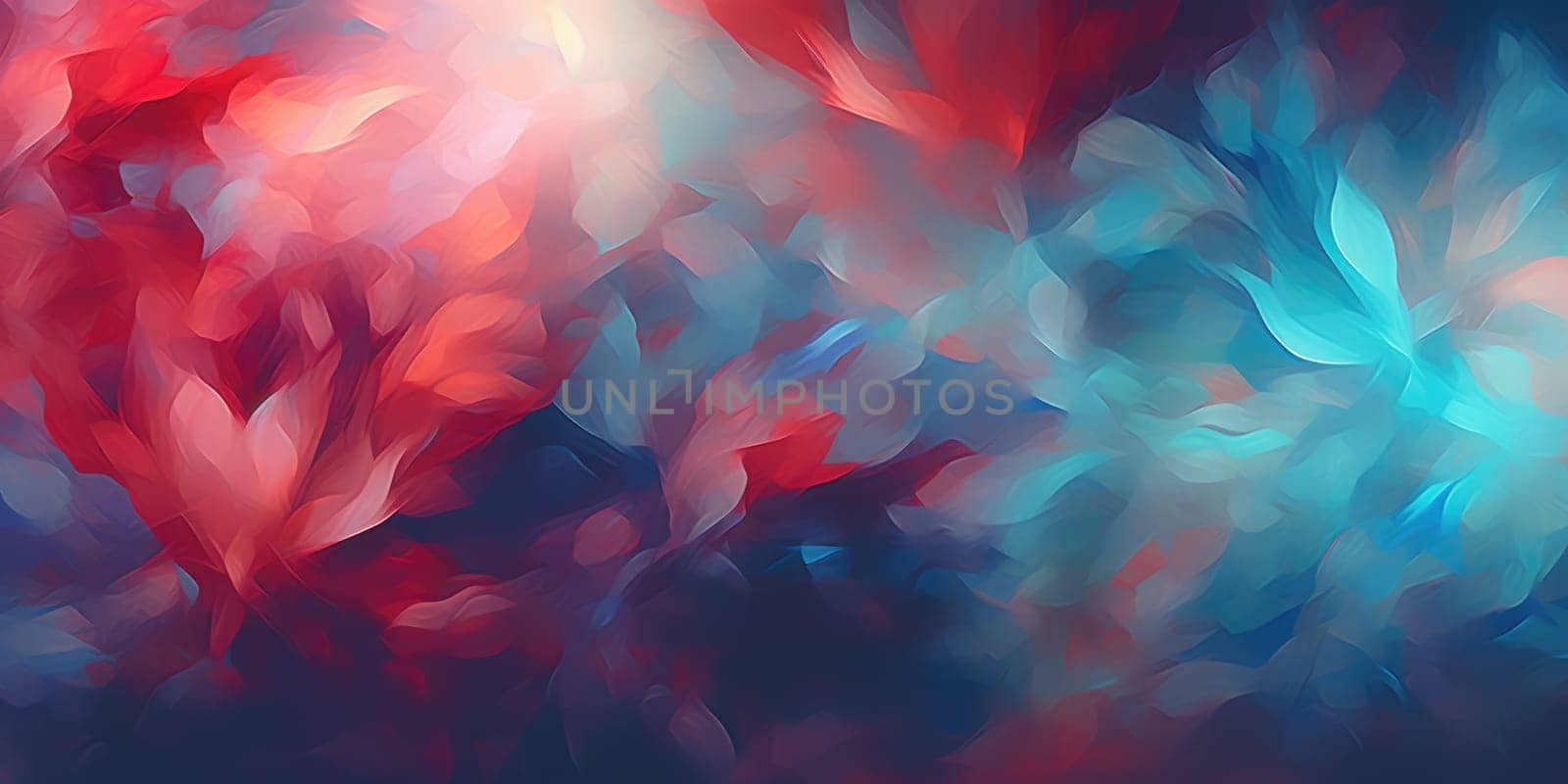Beautiful abstract red and blue impressionistic floral design background. generative ai AIG32 by biancoblue