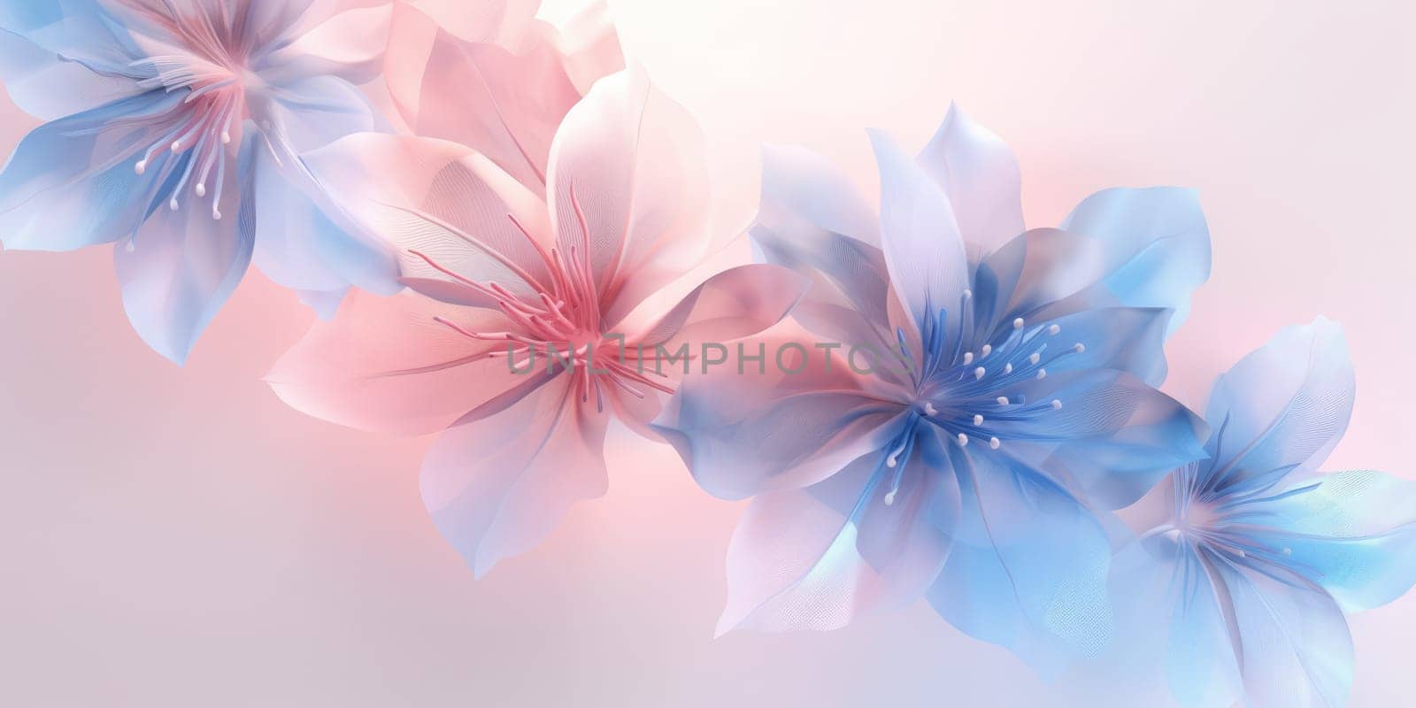 Beautiful abstract pink blue pastel transparent floral design background. beautiful Generative AI AIG32