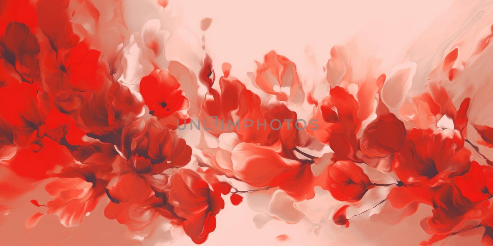 beautiful abstract red impressionistic floral design background. generative ai AIG32 by biancoblue