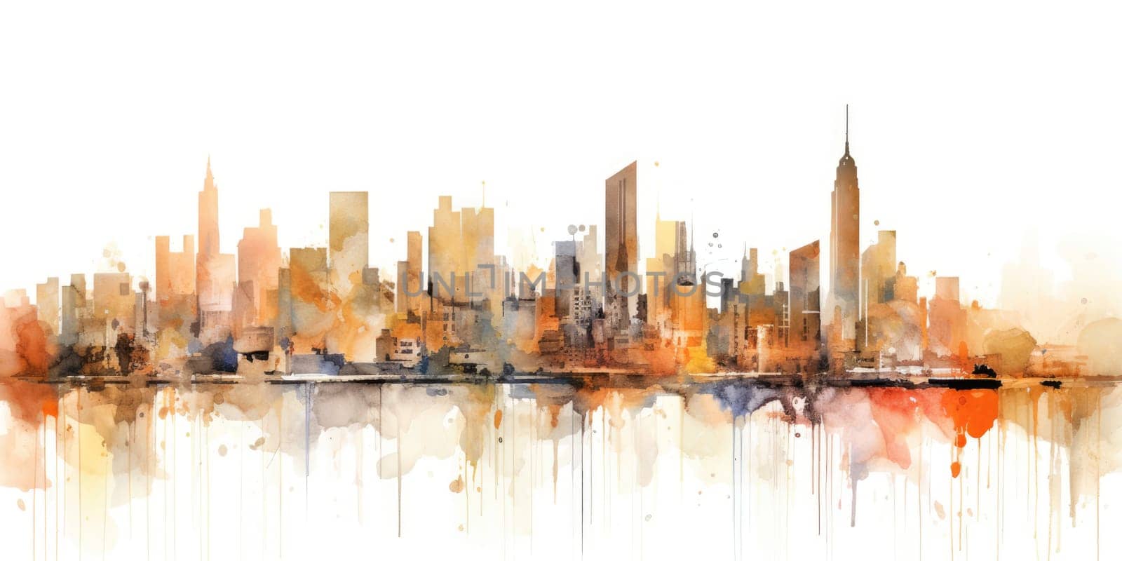 city skyline impressionistic on white background. beautiful Generative AI AIG32