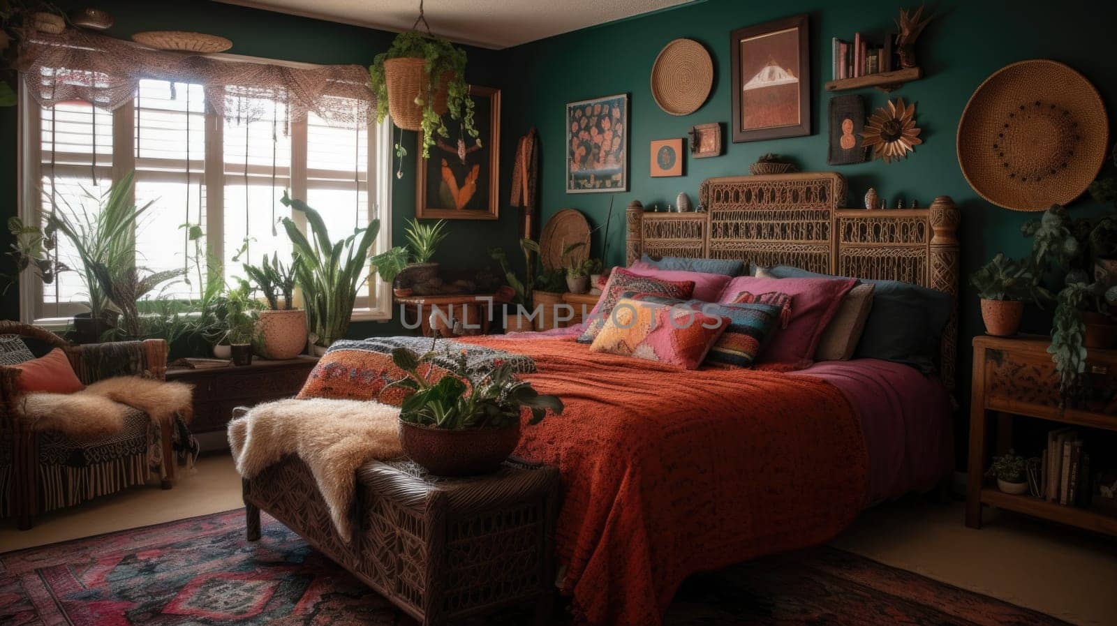 Bedroom decor, home interior design . Bohemian Eclectic style by biancoblue