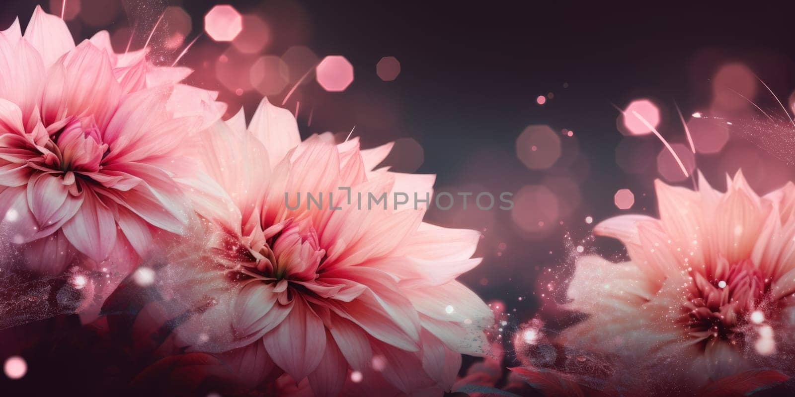 Beautiful abstract pink night photo floral design background banner. generative ai AIG32 by biancoblue