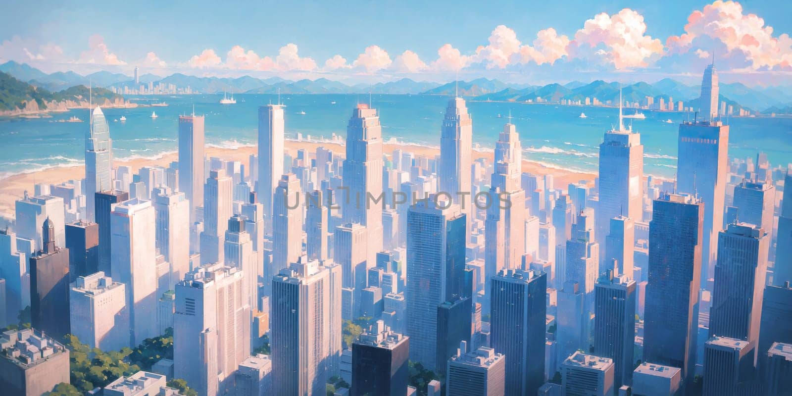 anime background, hong kong, landscape, cityscape, generative ai by rachellaiyl