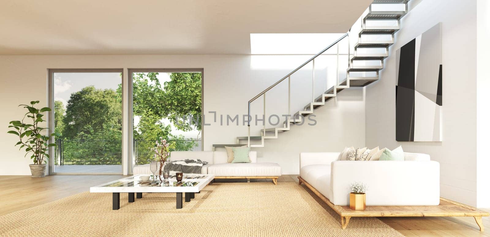 modern luxury house interior (3d design illustration)